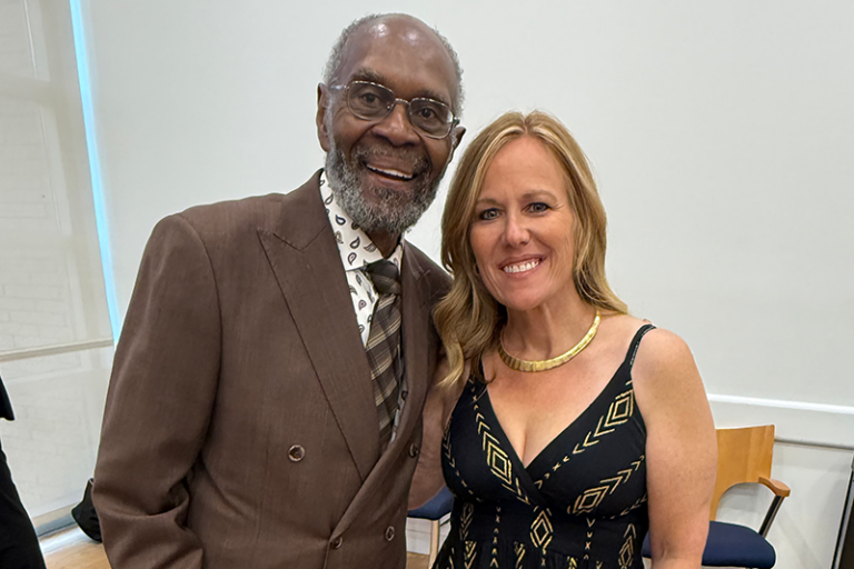 Cheryl Smith standing with EMS pioneer John Moon at the National CPR and AED Awareness Rally in Washington, D.C.