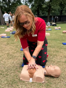Cheryl practicing compressions