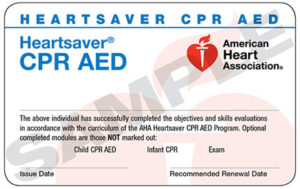 Heartsaver CPR AED card