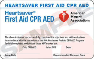 Heartsaver® First Aid CPR AED card