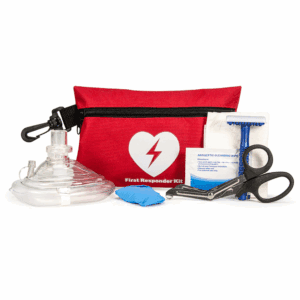 CPR Basics CPR/AED Rescue Kit with CPR Mask in Red Nylon Pouch