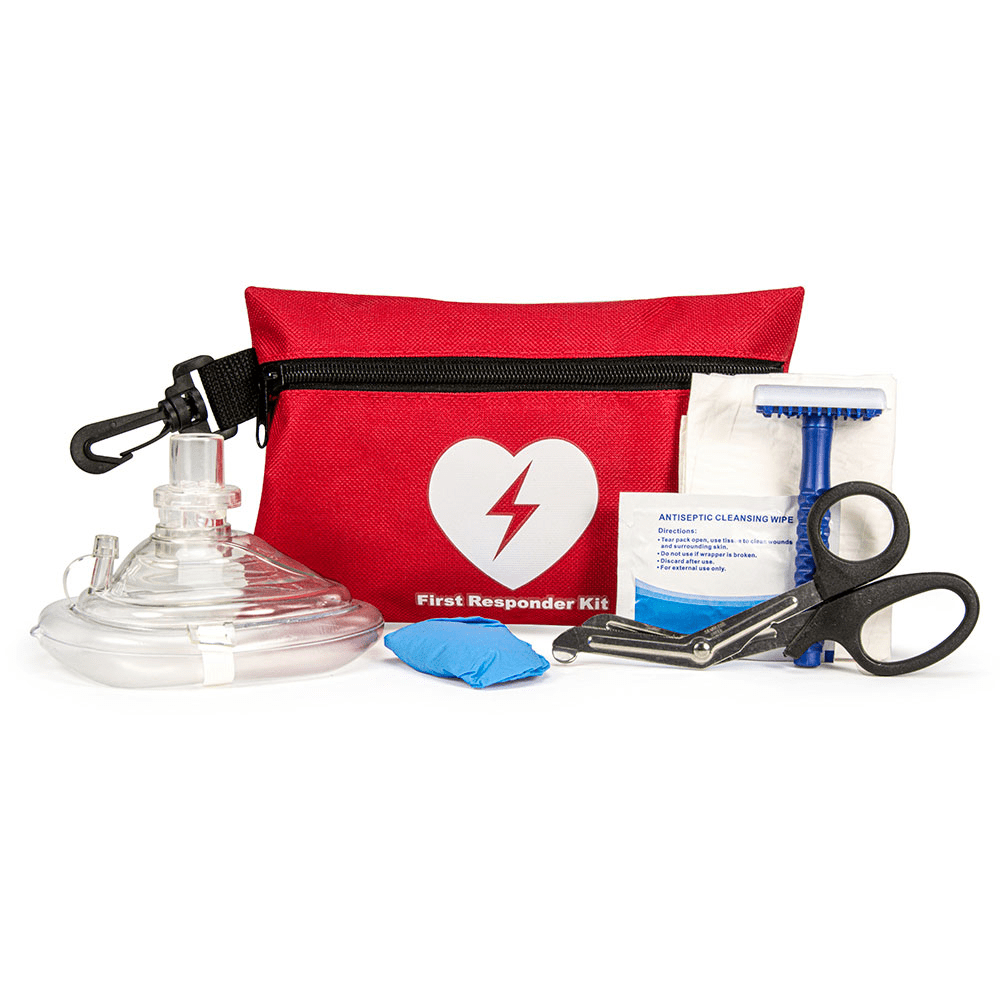 CPR Basics CPR/AED Rescue Kit with CPR Mask in Red Nylon Pouch